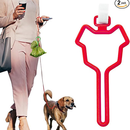 Dalzom® 2Pcs Dog Poop Bag Holder, Waste Bag Holder Carrier for Leash, Dog Poop Bag Dispenser for Walking Running Bicycle Accessory (Red)