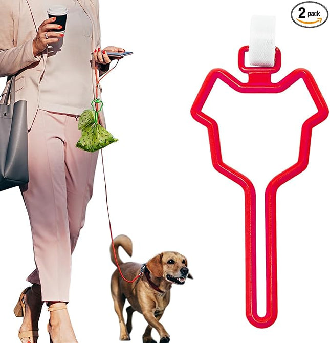 Dalzom® 2Pcs Dog Poop Bag Holder, Waste Bag Holder Carrier for Leash, Dog Poop Bag Dispenser for Walking Running Bicycle Accessory (Red)