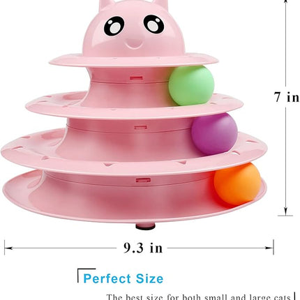 UPSKY Cat Toy Roller 3-Level Turntable Cat Toy Balls with Six Colorful Balls Interactive Kitten Fun Mental Physical Exercise Puzzle Toys