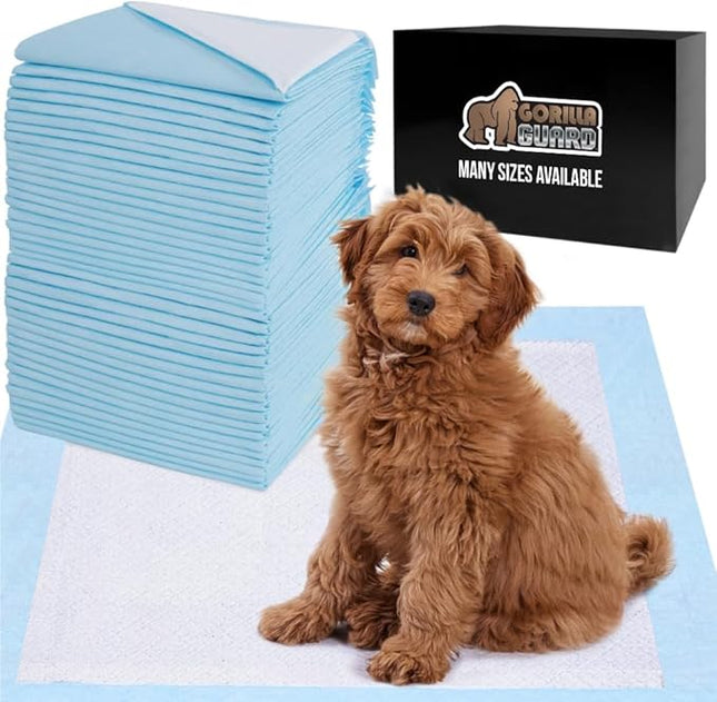 Gorilla Guard Disposable Puppy Pads, 5 Layer Pee Pads for Dogs, Absorbent Diaper Changing Pad, Dog Potty Training Supplies, Quick Dry Pet Housebreaking Essentials for Puppies, 50 Count 22x22 in