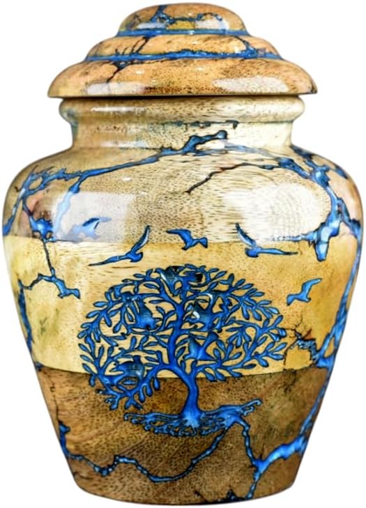 Wooden Cremation Urn for Pets Ashes Adult - Resin Urns for Dog Ashes Box for Cats Ashes - Decorative Urns - Burial and Funeral Box (Small - 20 lbs)