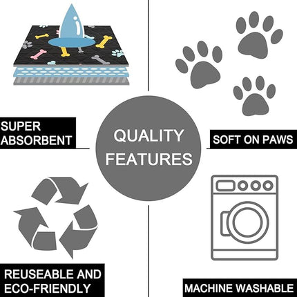 SPXTEX Dog Crate Pads Dog Pee Pads Rugs Washable Dog Pads, Non Slip Puppy Pee Pads for Small Dogs, Waterproof Pet Pad Rug, Dog Whelping Training Pads for Dogs, 2 Piece, 18"x24" Black