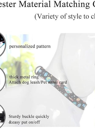 Roses&Poetry Dog Collar with Colourful Star Patterns, Adjustable Durable Puppy Collars for Small Medium Large Dogs (Star-S)