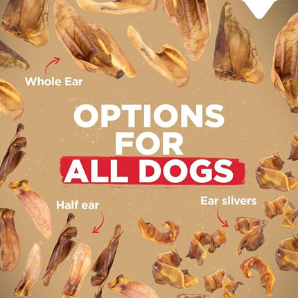 Natural Farm Pig Ears for Dogs (25 Pack), All-Natural WholeThick Pigs Ears, Single Ingredient & Highly Digestible, Better Than Rawhide- Dog Snacks, Dog Pig Ears for Puppy, Medium & Large Dogs