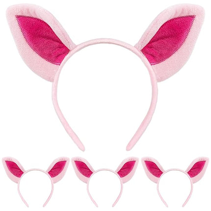 Beviliu Pig Ears Headband - Animal Pig Ears Costume for Adult, Cat Dog Bunny Fox Ears Headwear for Halloween Christmas Animal Theme Party Cosplay, 4Pack