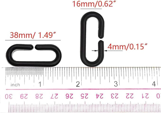 600-Piece Black Plastic Chain Links & Toys - Interlocking C-Clip Bird Cage Accessories for Parakeets, Sugar Gliders, Small Pets (Climbing/Swinging Toys)