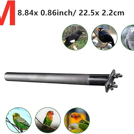 Bird Perch Stainless Steel Stand Parrot Rod Grinding Claws Trimming Beak Nails Grinding Stick Exercise Platform for Parakeet Cockatiel Conure African Grey Macaw Finch Bird Cage Accessories (M)