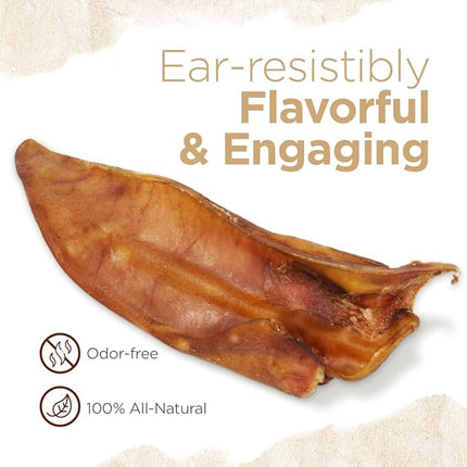 Natural Farm Half Pig Ears for Dogs (25-Pack), One Ingredient: Natural Pigs Ears, Air Dried, Long-Lasting & Highly Digestible Treats, Great for Puppy and Large/Medium Dogs