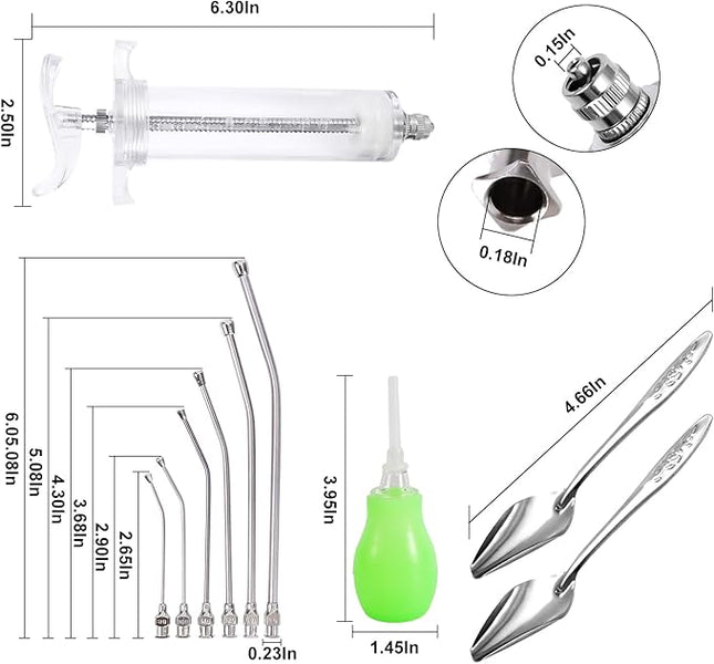 50ML Baby Bird Feeding Syringe Set Pet Syringe with 6 Pcs Curved Gavage Feeding Tubes and Bird Drinker Stainless Steel Metal Feeding Spoon for Baby Birds Parrot Small Pet