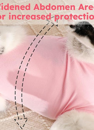 Cat Recovery Suit for Spay Abdominal Wounds, Kitten Onesie Bodysuit for Cats After Surgery, Cat Surgery Recovery Suit Female Cone of Shame Alternative for Cats Anti Licking (Pink,M)