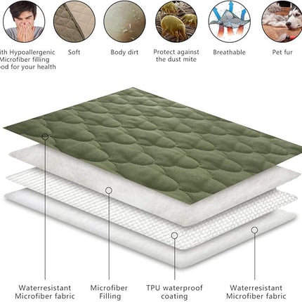 SPXTEX Dog Bed Cover Washable Pee Pads Dog Blankets for Puppy Large Dog Cat,Sofa Reversible Changing Pad Reusable 1 Piece（68"x82",Amy Green）