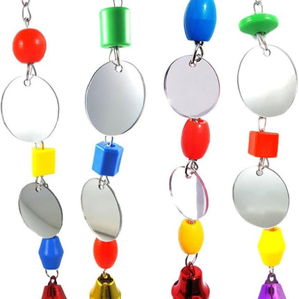 Hypeety Pet Bird Mirror with Bell Interactive Parrot Toy for Parrot Macaw African Greys Budgies Cockatoo Parakeet Cockatiels Conure Lovebird Cage Bells Mirror (A)