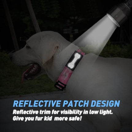 Hotsky Tactical Dog Collar and Leash Set, Heavy Duty Military Airtag Dog Collar with Handle and Metal Buckle for Training and Walking, with Airtag Holder and Two Patches (Pink Camo, M)