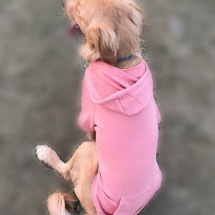Lovelonglong Blank Basic Hoodie Sweatshirt for Dogs 100% Cotton Fits Small Medium Dachshund Large Dog Lotus-Pink 4XL