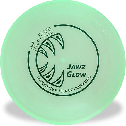Hyperflite K-10 Jawz Glow Disc • for Dogs Over 16" • 8.75 Inch / 155 Grams • Puncture Resistant • Glows in The Dark • Made in The USA