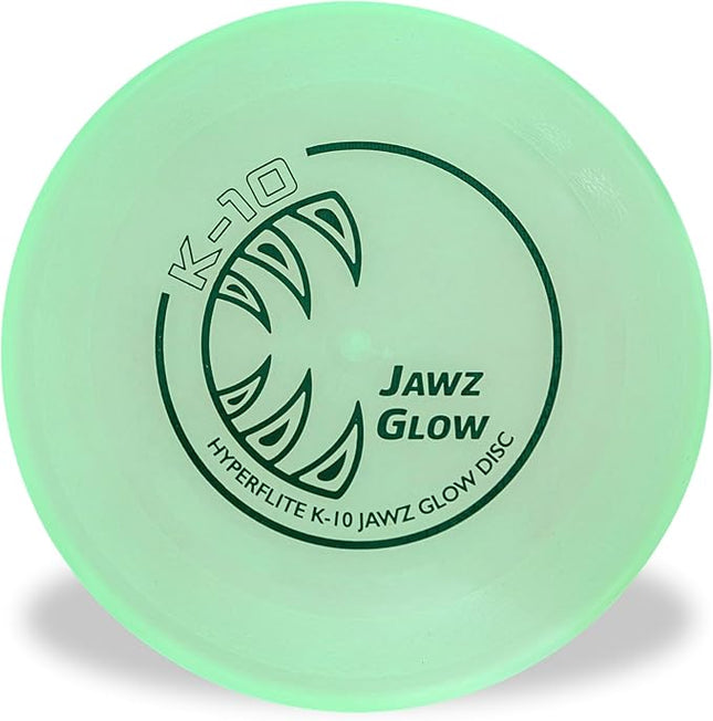 Hyperflite K-10 Jawz Glow Disc • for Dogs Over 16" • 8.75 Inch / 155 Grams • Puncture Resistant • Glows in The Dark • Made in The USA
