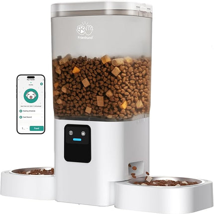 Automatic Cat Feeders 2 Cat with Slow Feed: 7L Dual Automatic Dog Feeder with 5G WiFi, Double Auto cat Food Dispenser for Multiple Pets, Detachable for Easy Clean - 29 Cup (ACF190W-B)