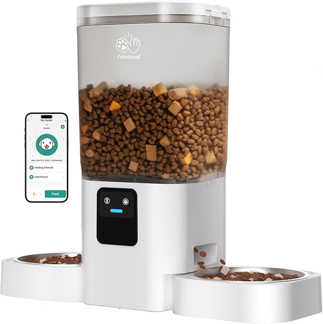 Automatic Cat Feeders 2 Cat with Slow Feed: 7L Dual Automatic Dog Feeder with 5G WiFi, Double Auto cat Food Dispenser for Multiple Pets, Detachable for Easy Clean - 29 Cup (ACF190W-B)