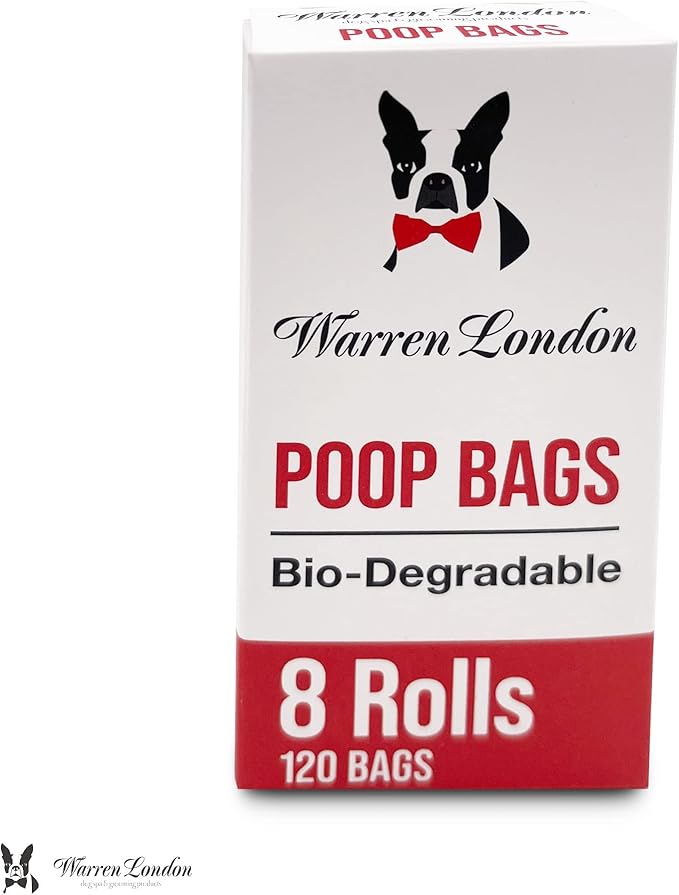 Warren London Dog Poop Bags | Leak-Proof Pet Waste Bags | Earth Friendly with Recycled Packaging | Unscented 9x13 Inch | 8 Rolls (120 Count) for All Dog Breeds