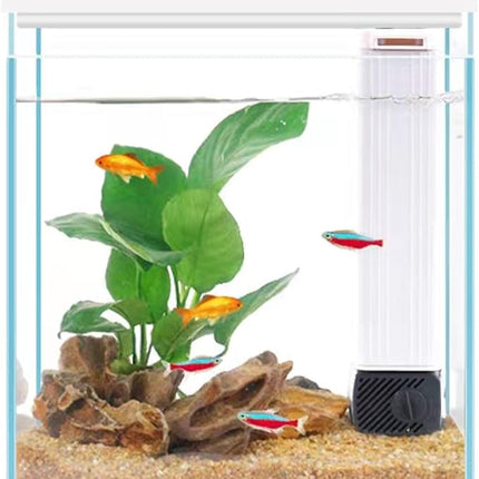Betta Fish Tank, 2 Gallon Glass Aquarium Starter Kit, Small Fish Tank with Filter and Light.(White)