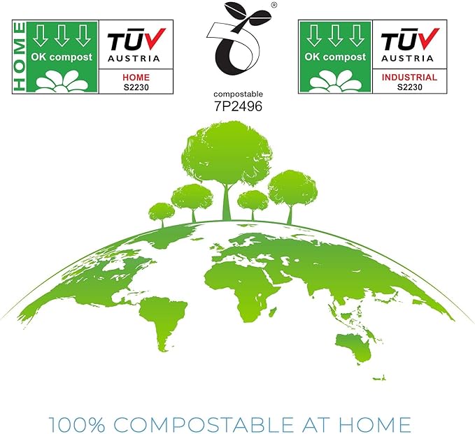 100% Compostable Dog Poop Bags - EN13432 Home Compost Certified Dog Waste Bags, 720 Count (48 Rolls), Made from Corn - Easy Open - Large, Thick Poop Bags for Dogs