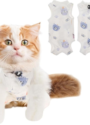 Cat Recovery Suit, Soft Breathable Cat Surgeries Suit, Cat Onesie for Cats After Surgeries, Prevents Licking Wounds, M, White