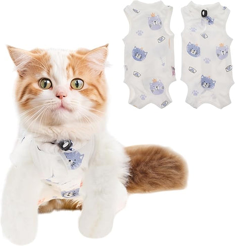 Cat Recovery Suit, Soft Breathable Cat Surgeries Suit, Cat Onesie for Cats After Surgeries, Prevents Licking Wounds, M, White