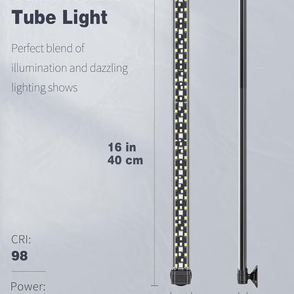 Pawfly 8 W Aquarium LED Light 16 Inch 24/7 Fish Tank Light with Full Spectrum IPX8 Waterproof Lights Multi-Colored LEDs with D/N Mode Single Color Effects Timer and Adjustable Brightness