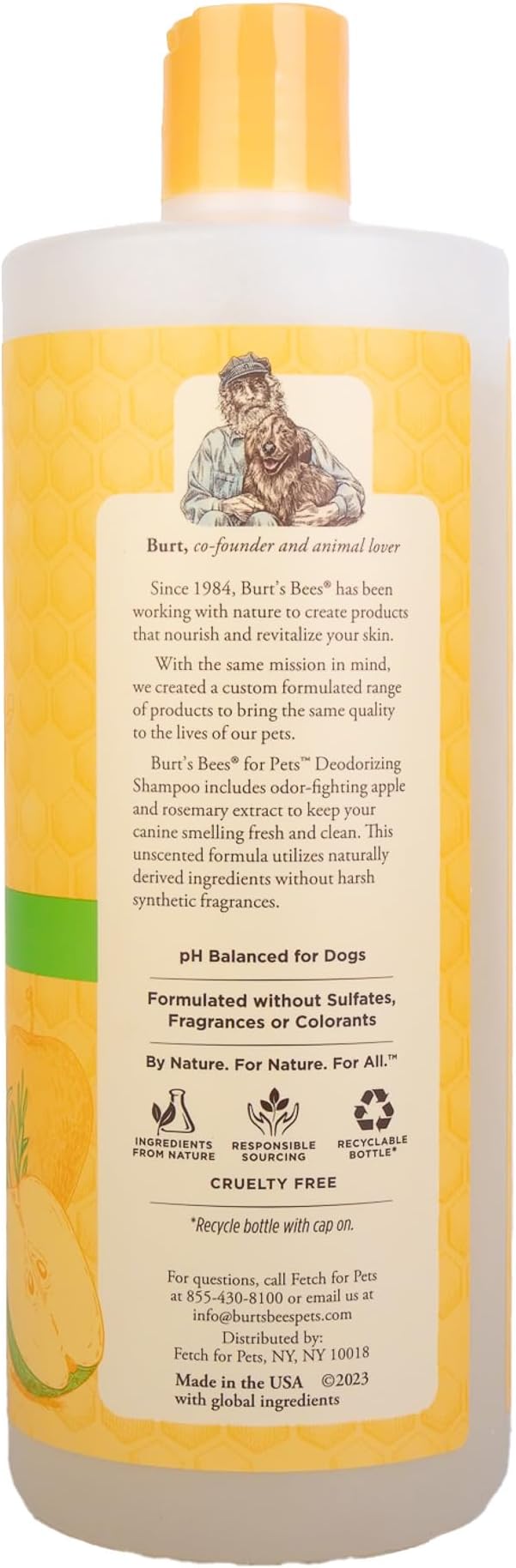 Burt's Bees for Pets Deodorizing Dog Shampoo with Apple and Rosemary, 6pk, 95% Natural Origin Formulas, Dog Deodorizing Shampoo - Gentle Dog Shampoo, Best Dog Shampoo for Smelly Dogs, 6pk, 32 oz