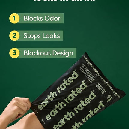 Earth Rated Odor-Blocking Poop Bags for Dogs with 3X Protect, Guaranteed to Block Smells & Leak-Proof Performance, Conceals Smell & Mess, Unscented, 120 Count