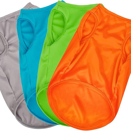 Hozz 4 Pieces Dog Shirts Pullover Soft Blank Puppy T-Shirt Small Dogs Colorful Solid Pet Summer Clothes Grey Green Orange Navy Blue Plain Shirts Sleeveless Outfit for Puppy Pet no Shrink L