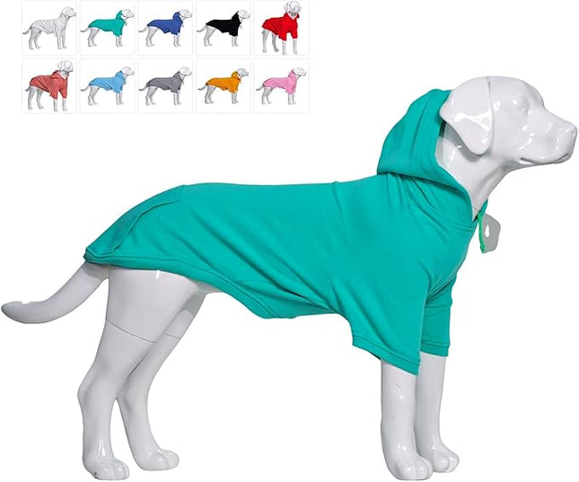 Lovelonglong Blank Basic Hoodie Sweatshirt for Dogs 100% Cotton Fits Small Medium Dachshund Large Dog Turquoise XS