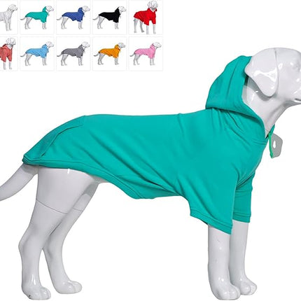 Lovelonglong Blank Basic Hoodie Sweatshirt for Dogs 100% Cotton Fits Small Medium Dachshund Large Dog Turquoise S