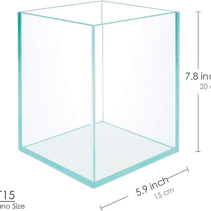 Nano Tall Rimless Frameless Extra Clear Glass Aquarium, Low Iron Glass Tank, 5mm Glass, White Leveling Mat Included, w/Lids Options