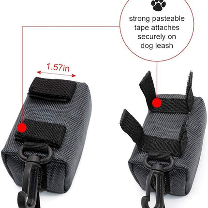 SLSON Pet Waste Bag Dispenser Zippered Pouch,Portable Dog Poop Bag Holder Leash Attachment Lightweight Fabric Bags (Dark Grey)