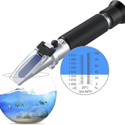 AUTOUTLET Refractometer Saltwater Aquarium for Seawater,Pool,Tank,Testing,Marine Fishkeeping, 0-100PPT & 1.000-1.070 Salinity Tester with ATC Function Hydrometer Specific Gravity Salinity Meter Kit