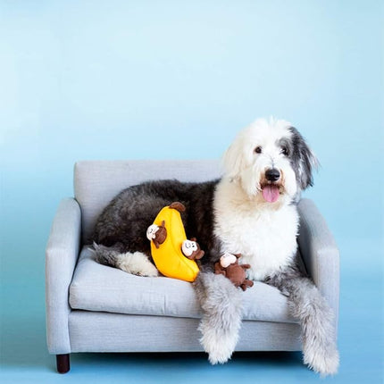 ZippyPaws Burrow Replacement Miniz - Interactive Dog & Puppy Toys for Boredom, Stimulating Pet Products to Keep Them Busy, Plush Refills for Hide & Seek Puzzle, Squeaky Toy for Enrichment - Monkeys