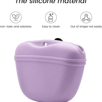 AUDWUD Silicone Dog Treat Pouch,With Dog Training Clicker,Clip on Portable Training Container,Convenient Magnetic Buckle Closing and Upgraded Waist Clip for Enhanced Stability