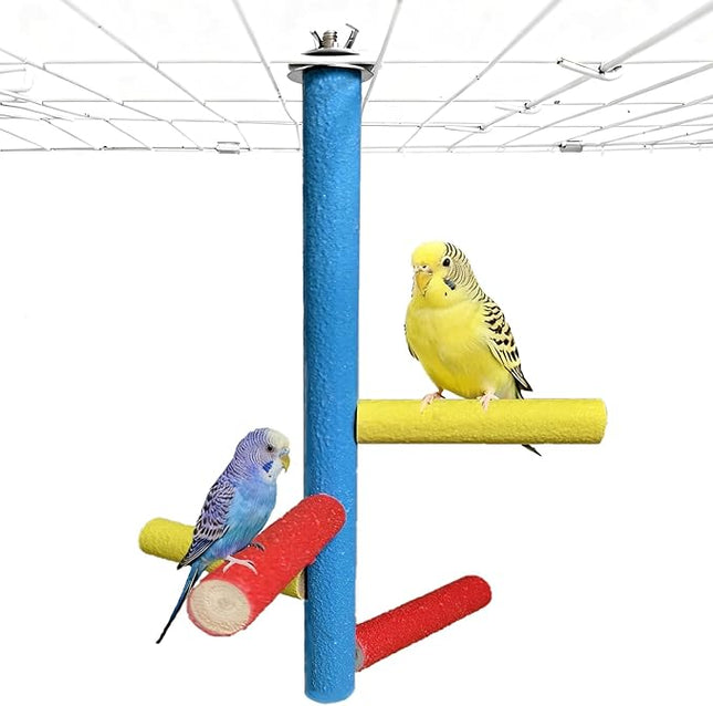 Bird Perch Stand Toy Parrot Multi Branch Paw Grinding Stick Cage Accessories Playground Exercise Toys for Parakeet Cockatiel Conures Lovebird Finch