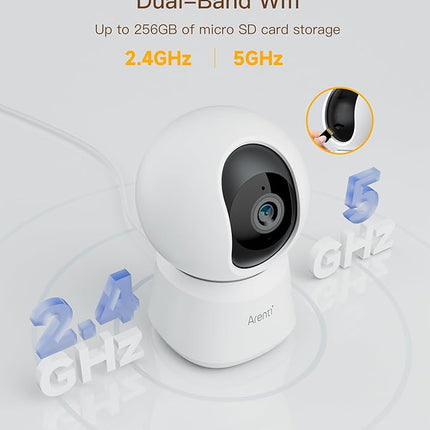 ARENTI 5G Indoor Security Camera, 4MP Pet Camera with Speaker for Dog/Cat, Baby Monitor with Phone App, Dual-Band WiFi, Auto Tracking, Super Night Vision, 2-Way Talk, Cloud & SD Card Storage(P2Q)