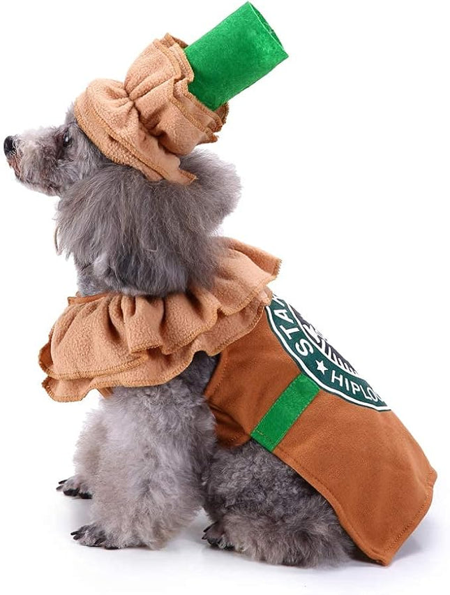 Latte Specialty Dog Costume - Coffee Shop Dog Cosplay Halloween Costumes, Puppy Christmas Party Attire for Medium Small Dogs Cats Pet Outfit Apparel Birthday Party Photo Props Dress up Accessories