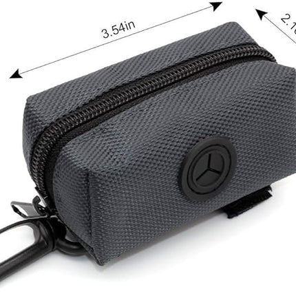 SLSON Pet Waste Bag Dispenser Zippered Pouch,Portable Dog Poop Bag Holder Leash Attachment Lightweight Fabric Bags (Dark Grey)