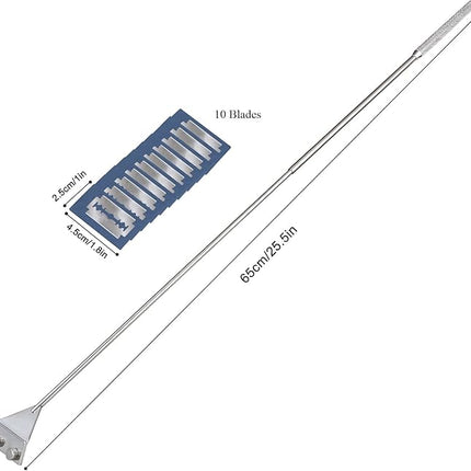 HOTOOLME Aquarium Scraper, 25.6" Stainless Steel Scraper Cleaning Razor with 10 Blades for Glass Aquarium Fish Tank
