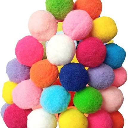 30 Pcs Soft Pom Pom Balls for Kittens with Cat Ball Launcher Toy, Interactive Plush Toy for Kitten Training and Play - Pet Products for Cats (3.0 CM with Bloster)