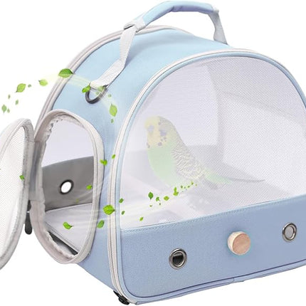 Bird Carrier, Portable Small Bird Parrot Parakeet Carrier with Standing Perch and Soft Mat, Side Access Window Collapsible