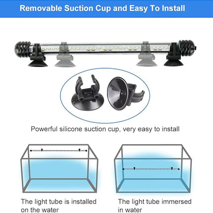 VARMHUS Submersible LED Aquarium Light,Fish Tank Light with Timer Auto On/Off Dimming Function,3 Light Modes Dimmable White-Blue,10 Brightness Levels Optional&3 Levels of timed Loop Function 7.5''