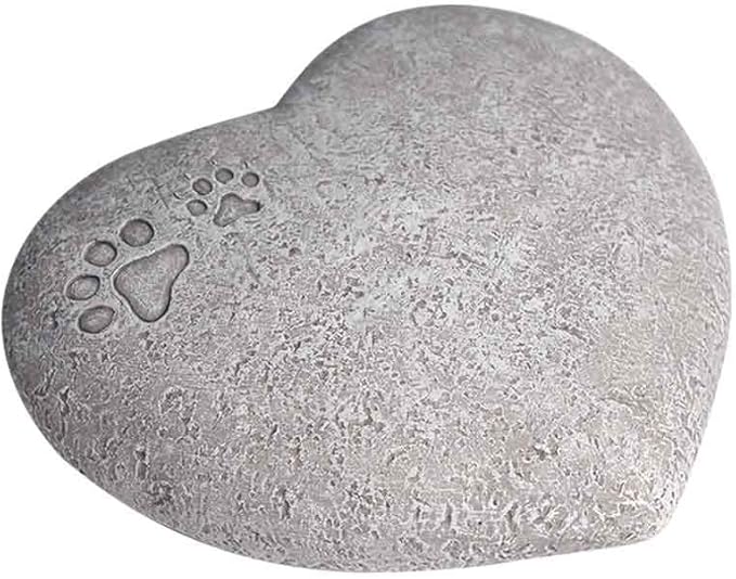 Personalized Paw Prints Pet Memorial Stones, Heart Shaped Dog Grave Marker, Custom Dog Garden Tombstone for Outdoors Or Indoors-Pet Sympathy Gift