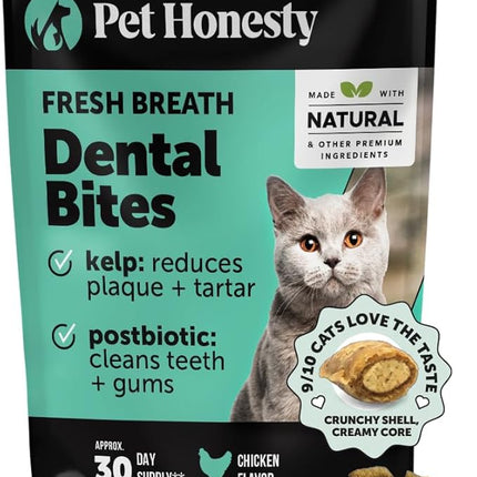 Fresh Breath Dental Bites for Cats – Crunchy & Creamy Cat Dental Treats for Fresh Breath, Tartar & Plaque Control – Dual-Texture Cat Oral Care Bites for Bright Teeth & Healthy Gums – 30 Day Supply
