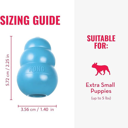 KONG Puppy - Natural Teething Rubber Chew Toy for Dogs - Stuffable Dog Toy for Extended Playtime - Chew & Fetch Toy for Puppies - for XS Puppies - Blue
