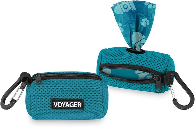 Best Pet Supplies 2-Pack Dog Poop Bag Holder Leash Attachment, Color, Reusable Mesh Dispenser Pouch for Travel, Walking, Park, and Outdoor Use, Soft and Durable with Clip-On - Mesh Turquoise